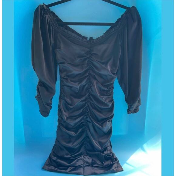 NWT DO + BE Black Long Sleeve Pullover Ruched Off The Shoulder Dress Size S - Picture 1 of 6